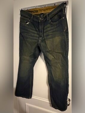 Machine Men's Straight Jeans in Dark Blue with Fading
